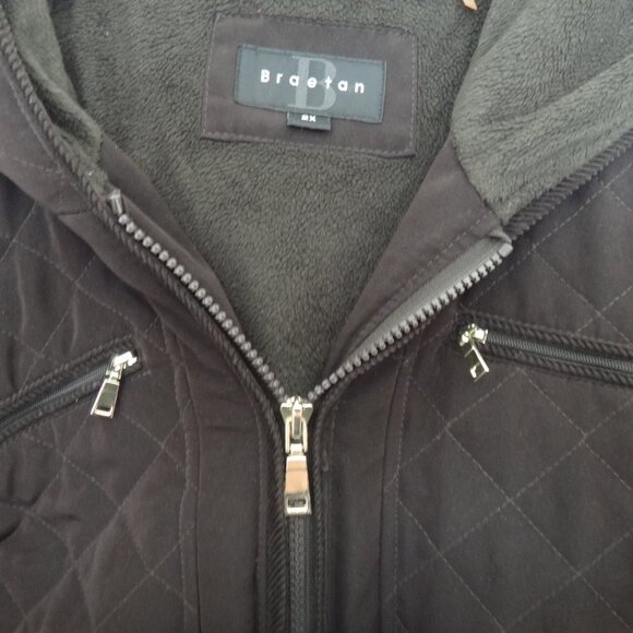 Braetan Womens Plus Jacket /Coat Brown Quilted Hooded Faux Fur Lining Sz 2X - Picture 3 of 16